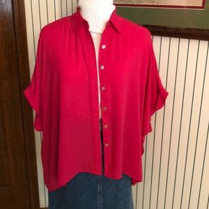 Chico’s oversized, buttoned, raspberry top.